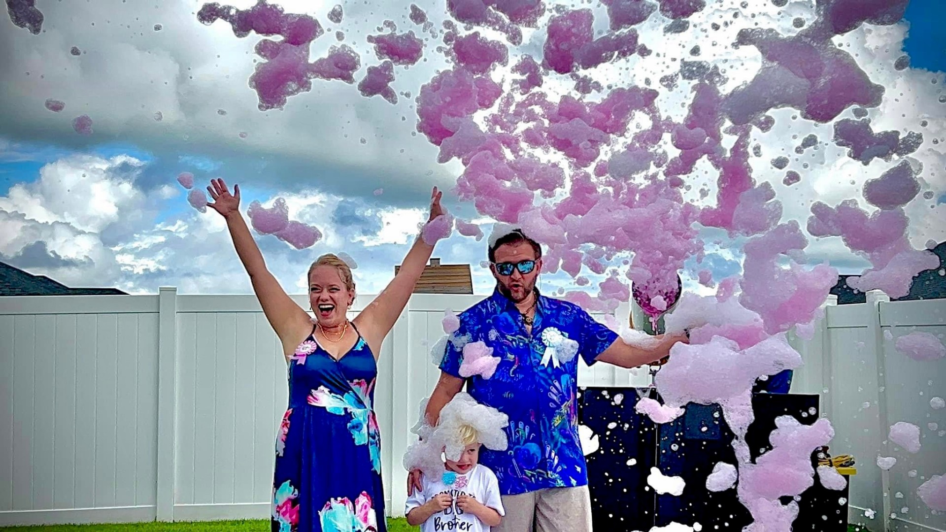 Family enjoying a pink foam party in Lakeland FL